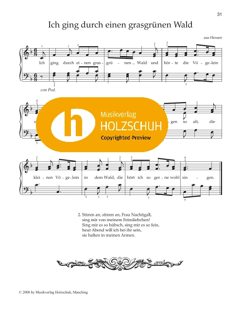 Ich ging durch einen grasgrünen Wald